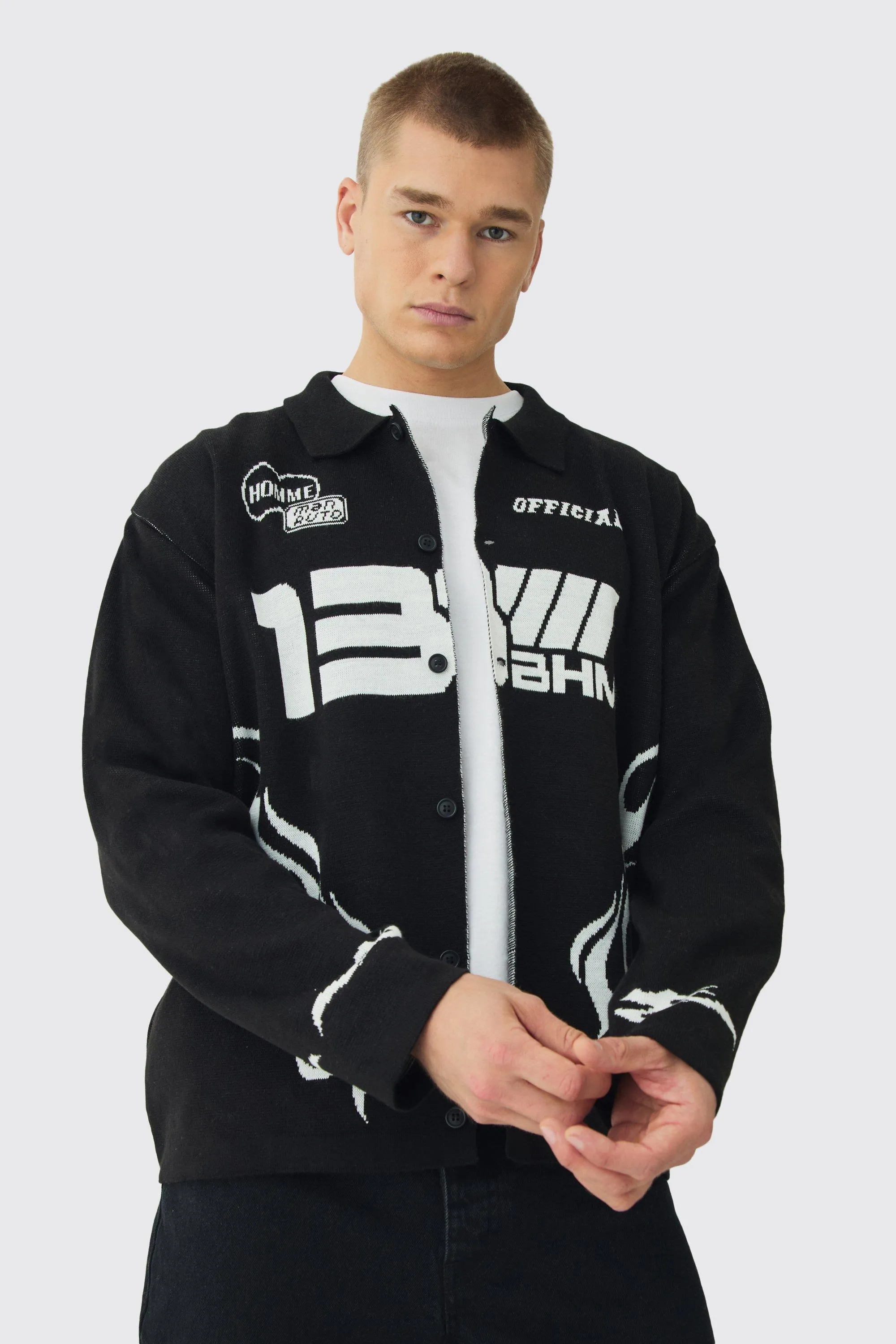 Langärmliges kastiges Oversize Moto-Overshirt