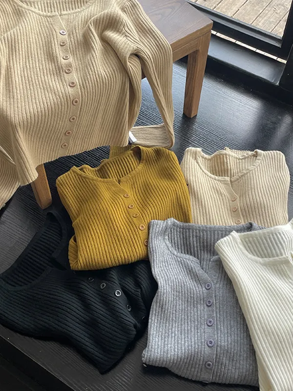 Langärmlige, dünne, lässige Strickjacke
