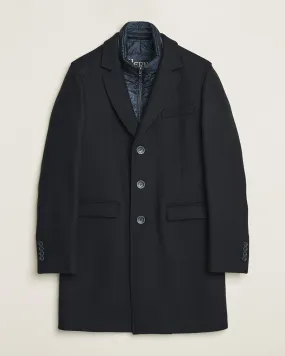 Wool Zip Coat Navy